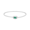 Thumbnail Image 0 of Octagon-Cut Lab-Created Emerald & White Lab-Created Sapphire Flex Bangle Bracelet Sterling Silver