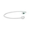 Thumbnail Image 3 of Octagon-Cut Lab-Created Emerald & White Lab-Created Sapphire Flex Bangle Bracelet Sterling Silver