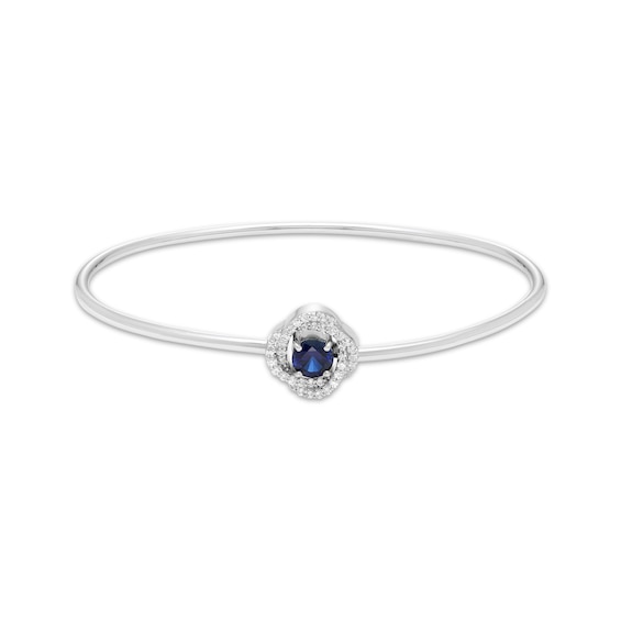 Blue Lab-Created Sapphire & White Lab-Created Sapphire Flex Bangle Bracelet Sterling Silver