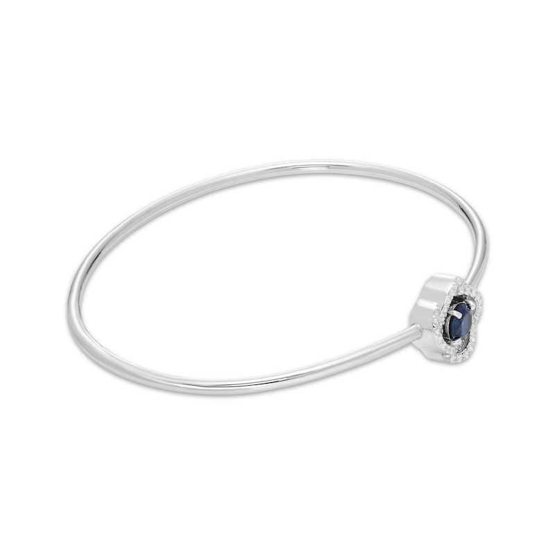 Main Image 2 of Blue Lab-Created Sapphire & White Lab-Created Sapphire Flex Bangle Bracelet Sterling Silver