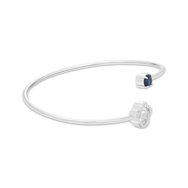 Main Image 4 of Blue Lab-Created Sapphire & White Lab-Created Sapphire Flex Bangle Bracelet Sterling Silver