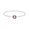Thumbnail Image 0 of Square-Cut White Lab-Created Sapphire & Lab-Created Ruby Frame Flex Bangle Sterling Silver