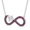 Thumbnail Image 2 of Square-Cut White Lab-Created Sapphire & Lab-Created Ruby Infinity Necklace Sterling Silver 18&quot;