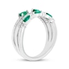 Thumbnail Image 2 of Pear-Shaped & Marquise-Cut Lab-Created Emerald & White Lab-Created Sapphire Three Row Ring Sterling Silver