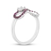 Thumbnail Image 2 of Square-Cut White Lab-Created Sapphire & Lab-Created Ruby Infinity Ring Sterling Silver