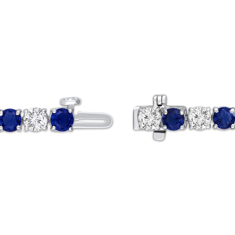 Blue & White Lab-Created Sapphire Line Bracelet Sterling Silver 7"