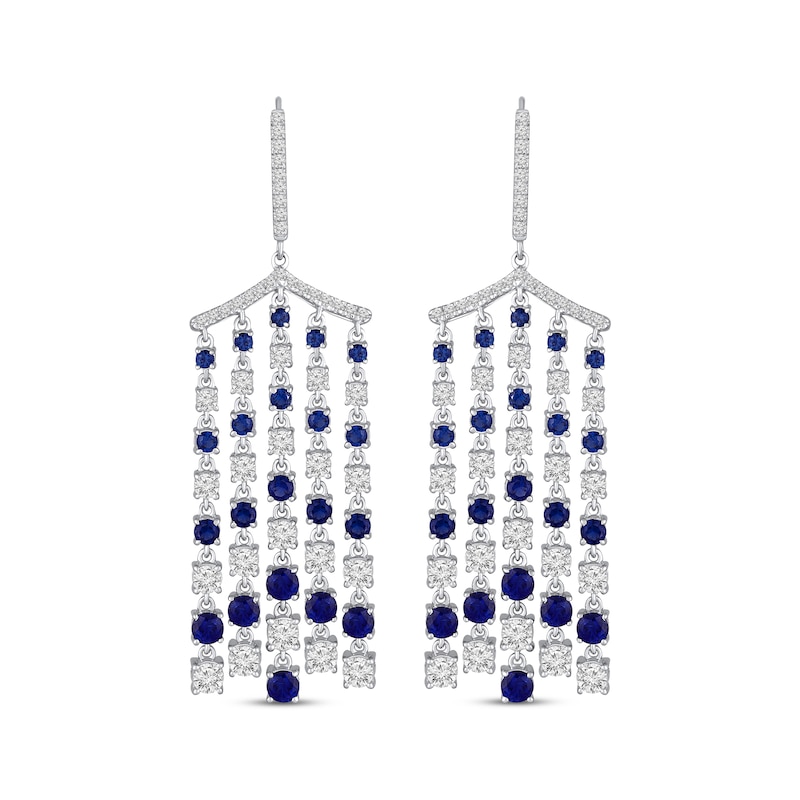 Main Image 2 of Blue & White Lab-Created Sapphire Chandelier Earrings Sterling Silver