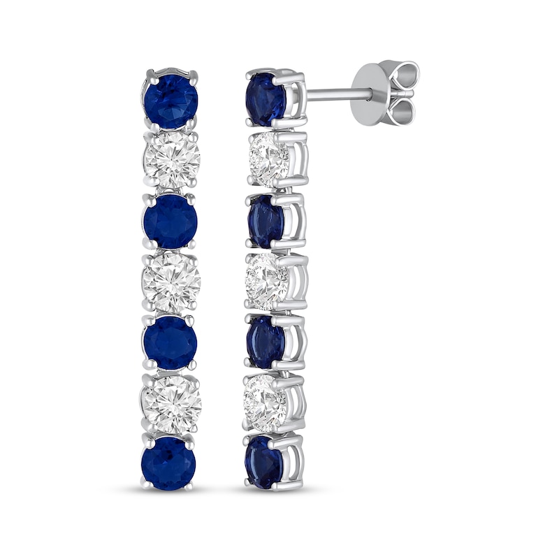 Main Image 1 of Blue & White Lab-Created Sapphire Drop Earrings Sterling Silver