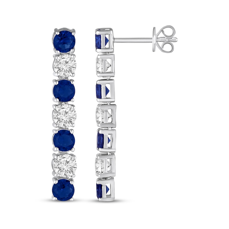 Main Image 3 of Blue & White Lab-Created Sapphire Drop Earrings Sterling Silver