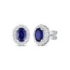 Thumbnail Image 1 of Oval-Cut Blue Lab-Created Sapphire & White Lab-Created Sapphire Halo Stud Earrings 10K White Gold