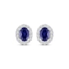 Thumbnail Image 2 of Oval-Cut Blue Lab-Created Sapphire & White Lab-Created Sapphire Halo Stud Earrings 10K White Gold