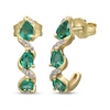 Thumbnail Image 1 of Pear-Shaped Emerald & Diamond J-Hoop Earrings 1/10 ct tw 10K Yellow Gold