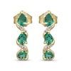 Thumbnail Image 2 of Pear-Shaped Emerald & Diamond J-Hoop Earrings 1/10 ct tw 10K Yellow Gold