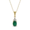 Thumbnail Image 0 of Oval-Cut Emerald & Diamond Necklace 1/20 ct tw 10K Yellow Gold 18"