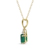 Thumbnail Image 1 of Oval-Cut Emerald & Diamond Necklace 1/20 ct tw 10K Yellow Gold 18"