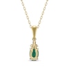 Thumbnail Image 2 of Oval-Cut Emerald & Diamond Necklace 1/20 ct tw 10K Yellow Gold 18"