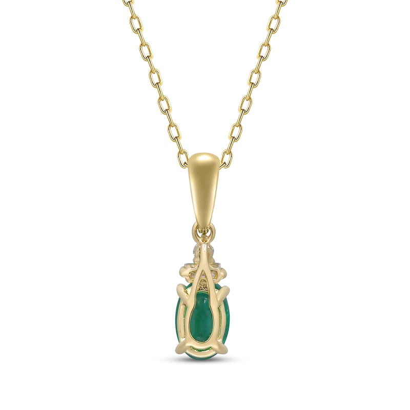 Oval-Cut Emerald & Diamond Necklace 1/20 ct tw 10K Yellow Gold 18"