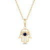 Thumbnail Image 1 of Blue Sapphire & Diamond Accent Hamsa Necklace 10K Yellow Gold 18&quot;