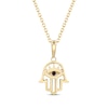 Thumbnail Image 3 of Blue Sapphire & Diamond Accent Hamsa Necklace 10K Yellow Gold 18&quot;