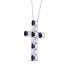 Thumbnail Image 1 of Blue & White Lab-Created Sapphire Cross Necklace Sterling Silver 18"