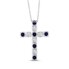 Thumbnail Image 2 of Blue & White Lab-Created Sapphire Cross Necklace Sterling Silver 18"