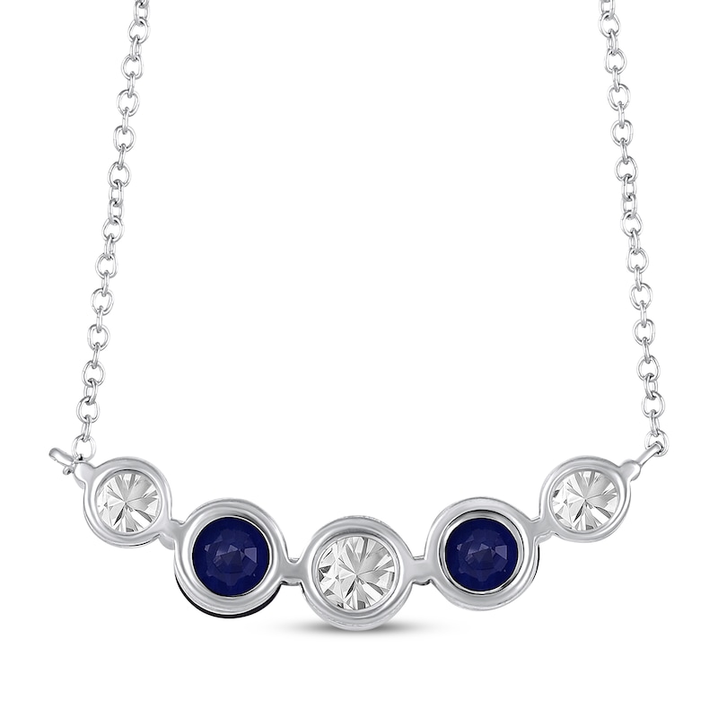 Main Image 3 of Blue & White Lab-Created Sapphire Smile Necklace Sterling Silver 18&quot;