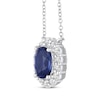 Thumbnail Image 2 of Oval-Cut Blue Lab-Created Sapphire & White Lab-Created Sapphire Halo Necklace 10K White Gold 18&quot;