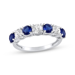 Blue & White Lab-Created Sapphire Ring Sterling Silver