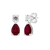 Thumbnail Image 1 of Pear-Shaped Lab-Created Ruby Drop & Round-Cut White Lab-Created Sapphire Earrings Sterling Silver