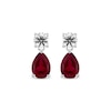 Thumbnail Image 2 of Pear-Shaped Lab-Created Ruby Drop & Round-Cut White Lab-Created Sapphire Earrings Sterling Silver