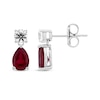 Thumbnail Image 3 of Pear-Shaped Lab-Created Ruby Drop & Round-Cut White Lab-Created Sapphire Earrings Sterling Silver