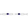 Thumbnail Image 2 of Cushion-Cut Blue Lab-Created Sapphire & Diamond Paperclip Bracelet 1/5 ct tw Sterling Silver 7.25&quot;