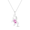 Thumbnail Image 1 of Oval-Cut Pink Lab-Created Sapphire & White Lab-Created Sapphire Unicorn Necklace Sterling Silver 18&quot;