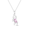 Thumbnail Image 2 of Oval-Cut Pink Lab-Created Sapphire & White Lab-Created Sapphire Unicorn Necklace Sterling Silver 18&quot;