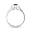 Thumbnail Image 2 of Oval-Cut Blue Lab-Created Sapphire & White Lab-Created Sapphire Halo Ring 10K White Gold