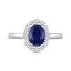 Thumbnail Image 3 of Oval-Cut Blue Lab-Created Sapphire & White Lab-Created Sapphire Halo Ring 10K White Gold