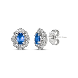 Le Vian Oval-Cut Blue Sapphire Earrings 1/5 ct tw Diamonds Platinum