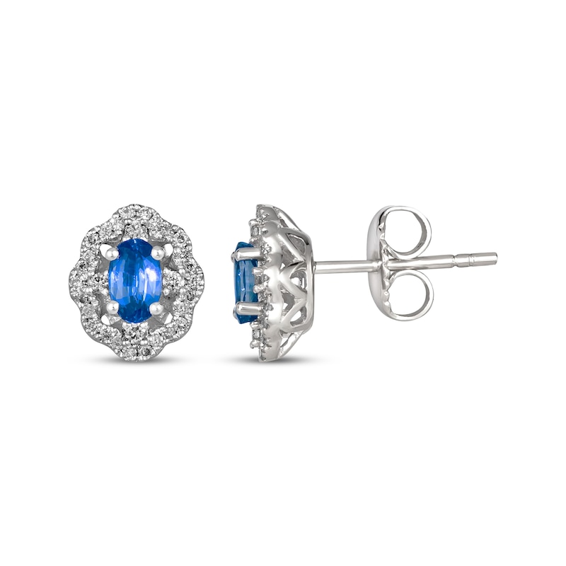 Le Vian Oval-Cut Blue Sapphire Earrings 1/5 ct tw Diamonds Platinum