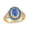 Thumbnail Image 1 of Le Vian Venetian Color on Color Oval-Cut Blue Sapphire Ring 1/2 ct tw Diamonds 14K Honey Gold