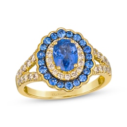 Le Vian Venetian Color on Color Oval-Cut Blue Sapphire Ring 1/2 ct tw Diamonds 14K Honey Gold