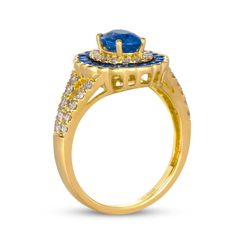 Main Image 3 of Le Vian Venetian Color on Color Oval-Cut Blue Sapphire Ring 1/2 ct tw Diamonds 14K Honey Gold