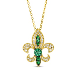 Le Vian Emerald Royalty Fleur-de-Lis Necklace 3/8 ct tw Diamonds 14K Honey Gold 19&quot;