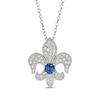 Thumbnail Image 1 of Le Vian Blue Sapphire Royalty Fleur-de-Lis Necklace 3/8 ct tw Diamonds 14K Vanilla Gold 19&quot;