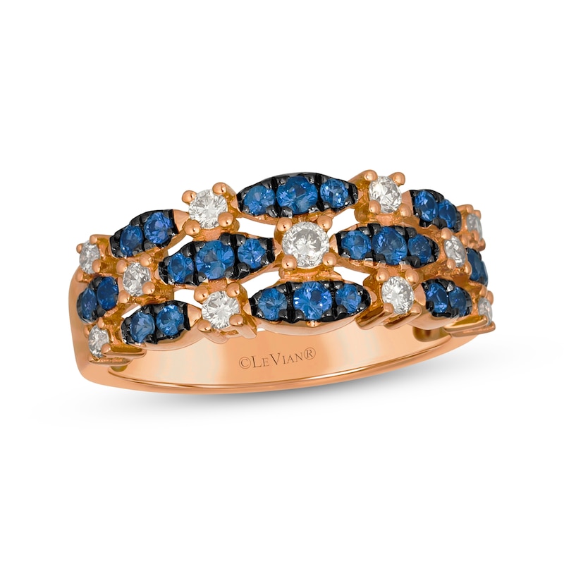 Main Image 1 of Le Vian Venetian Mosaic Blue Sapphire Ring 1/3 ct tw Diamonds 14K Strawberry Gold