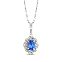 Le Vian Oval-Cut Blue Sapphire Necklace 1/6 ct tw Diamonds Platinum 18&quot;