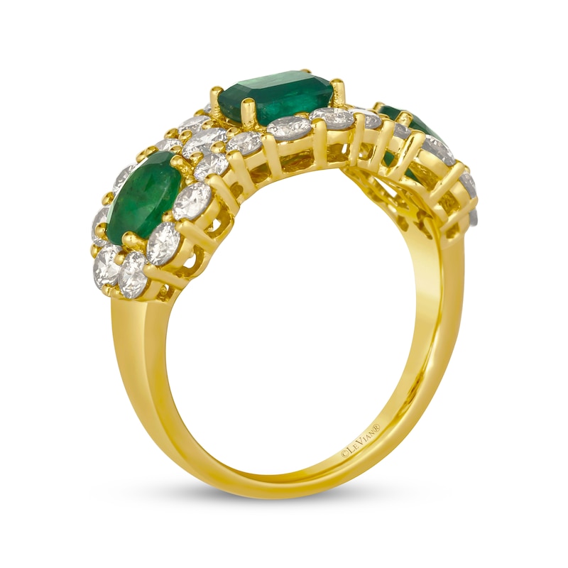 Le Vian Oval & Emerald-Cut Emerald Royalty Ring 1-5/8 ct tw Diamonds 14K Honey Gold