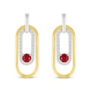 Thumbnail Image 2 of Lab-Created Ruby & White Lab-Created Sapphire Paperclip Dangle Earrings Sterling Silver & 10K Yellow Gold