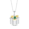 Thumbnail Image 1 of Lab-Created Emerald & White Lab-Created Sapphire Present Necklace Sterling Silver & 10K Yellow Gold 18&quot;