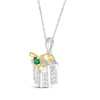 Thumbnail Image 2 of Lab-Created Emerald & White Lab-Created Sapphire Present Necklace Sterling Silver & 10K Yellow Gold 18&quot;