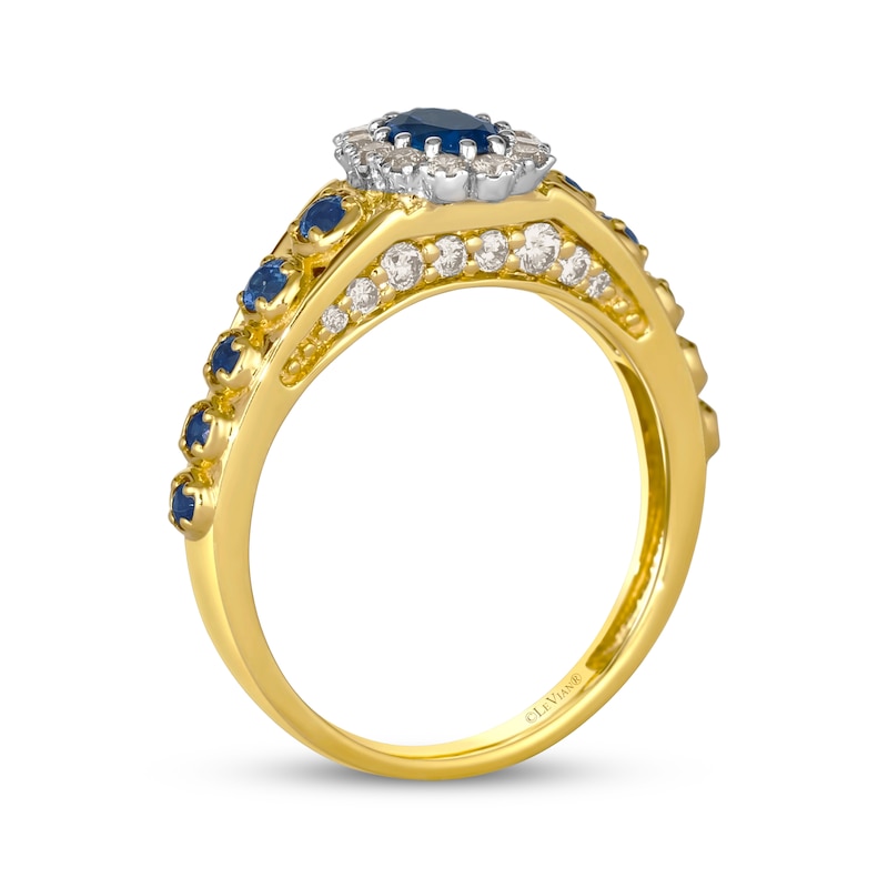 Main Image 3 of Le Vian Oval-Cut Blue Sapphire Royalty Ring 1/2 ct tw Diamonds 14K Two-Tone Gold